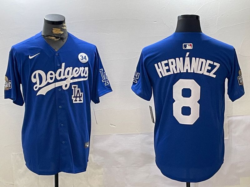 Men Los Angeles Dodgers #8 Hernandez Blue Game 2024 Nike MLB Jersey style 11202->los angeles dodgers->MLB Jersey